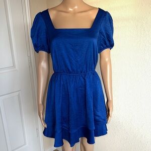 NWT Elegant Blue Square-Neck Dress Size Large